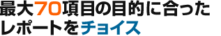 最大70項目の目的に合ったレポートをチョイス